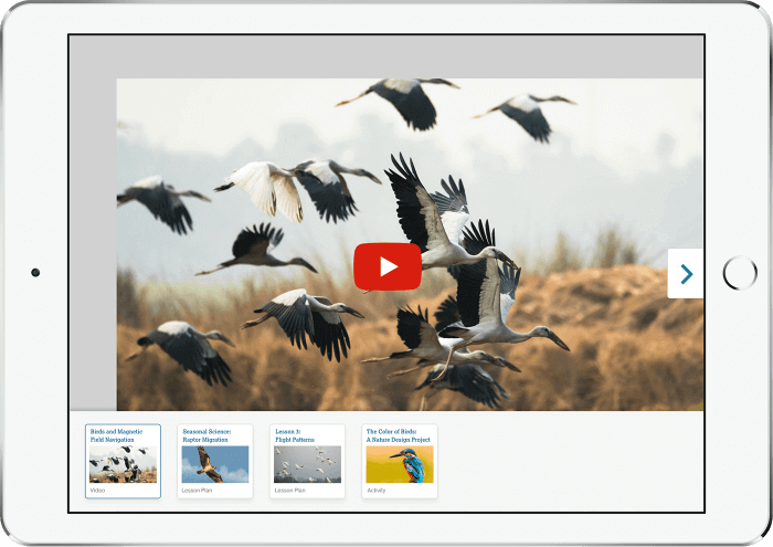 Educational Resources Collection Player on a Tablet